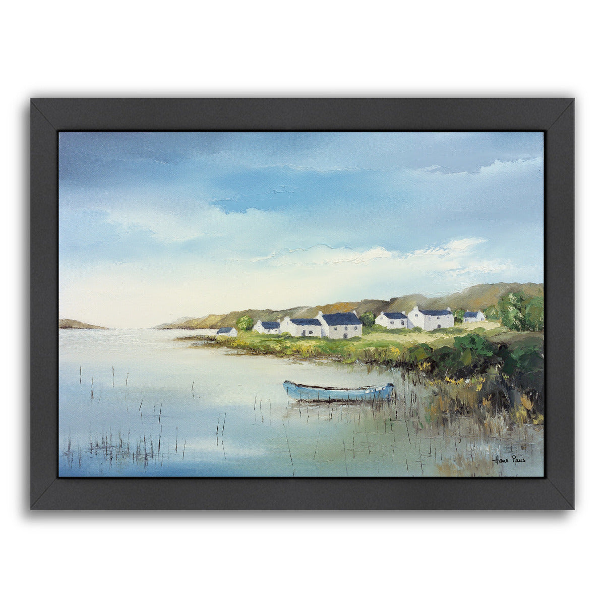 Houses With Boat By Hans Paus - Black Framed Print - Wall Art - Americanflat