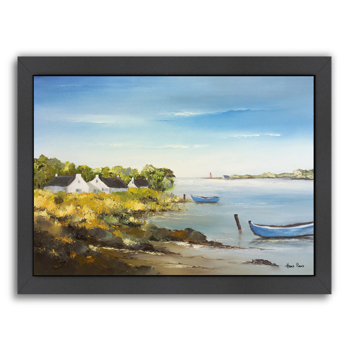 Houses With Boats By Hans Paus - Black Framed Print - Wall Art - Americanflat