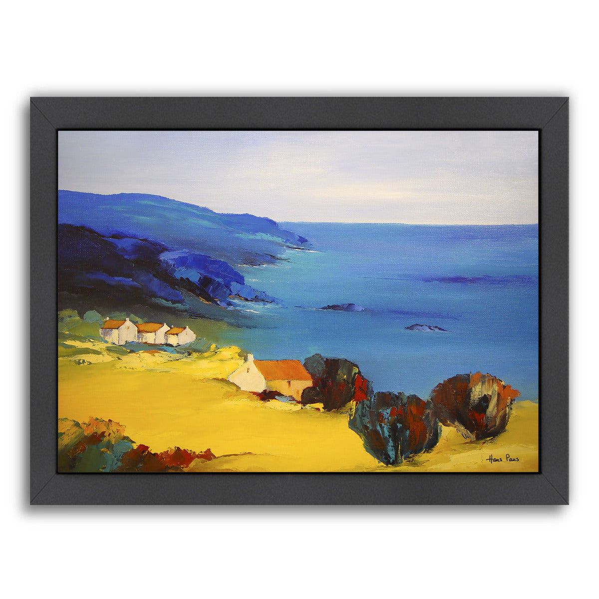 Village At The Lake 2 By Hans Paus - Black Framed Print - Wall Art - Americanflat