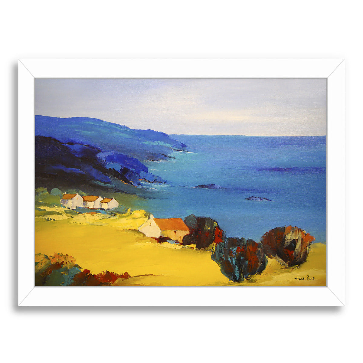 Village At The Lake 2 By Hans Paus - White Framed Print - Wall Art - Americanflat