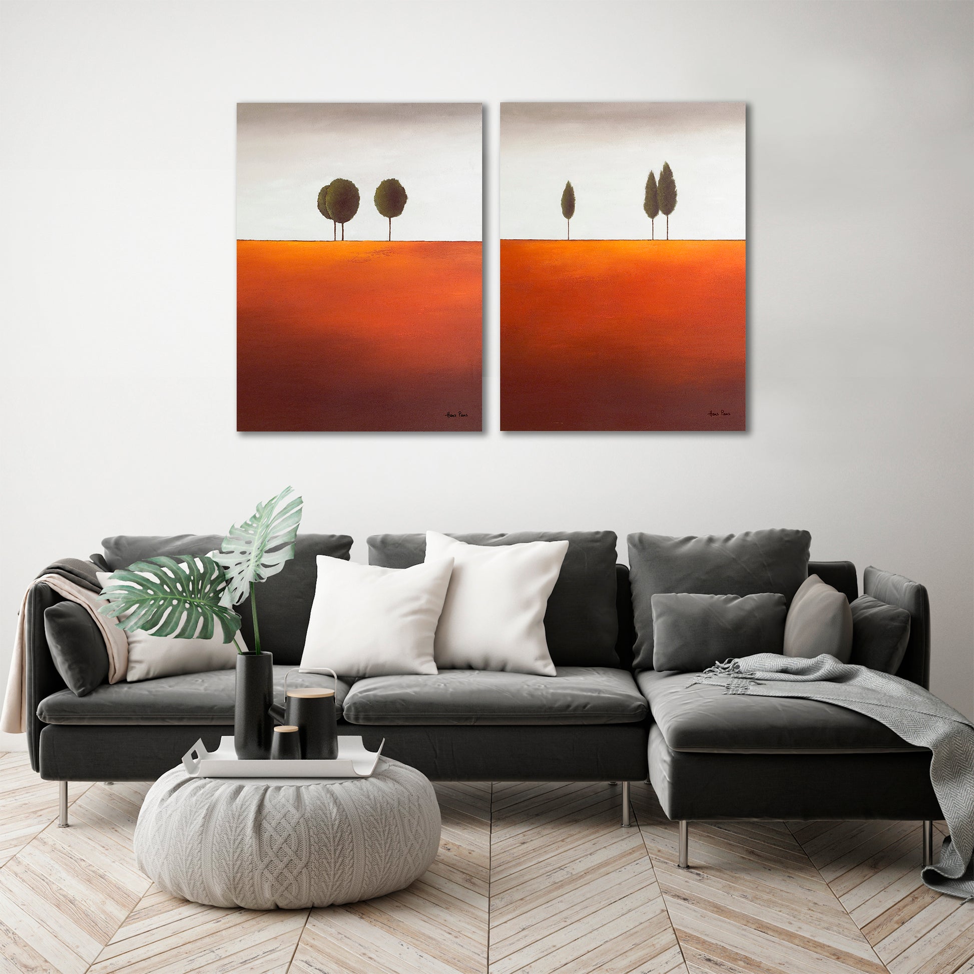  Trees by Hans Paus - 2 Piece Wrapped Canvas Set - Art Set - Americanflat