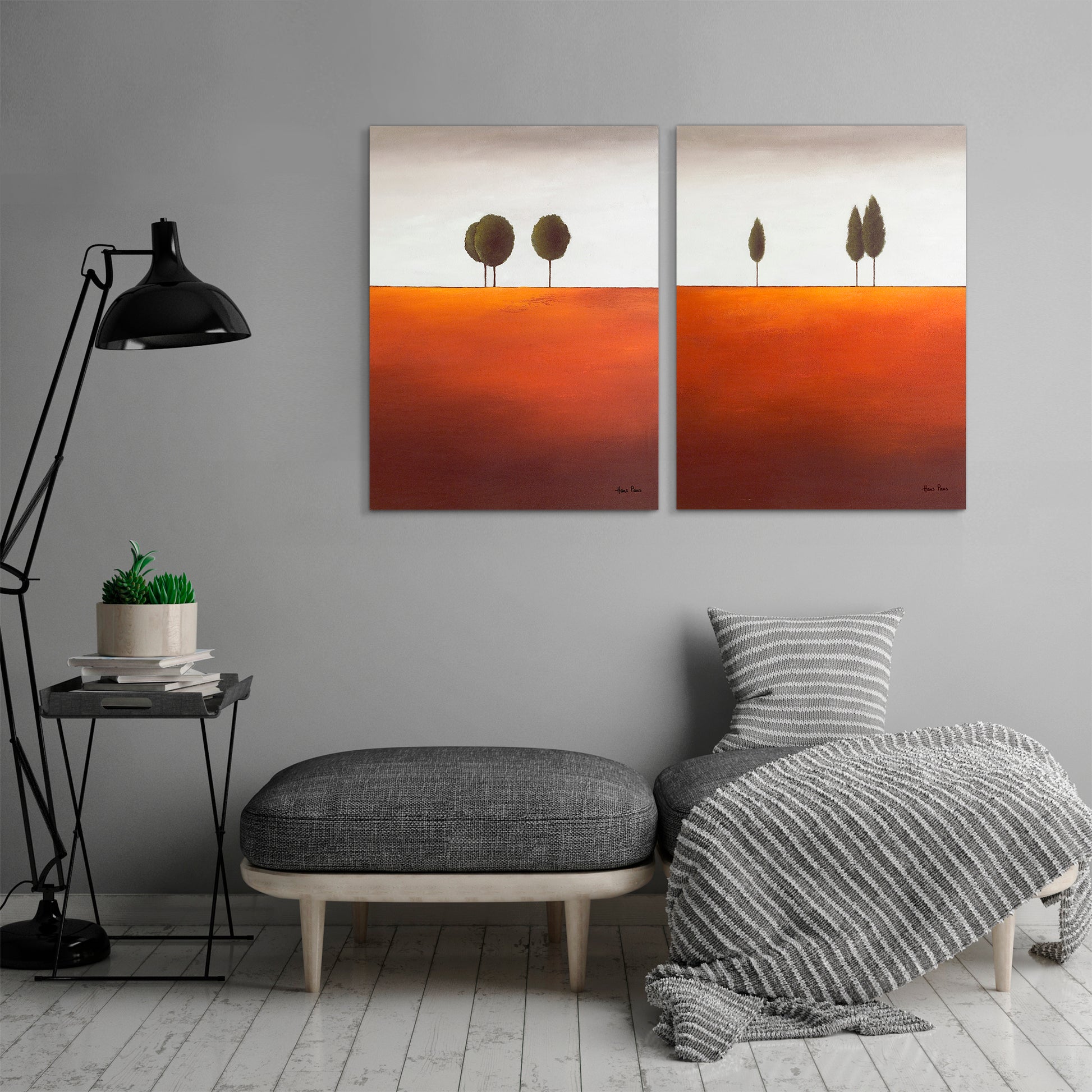  Trees by Hans Paus - 2 Piece Wrapped Canvas Set - Art Set - Americanflat