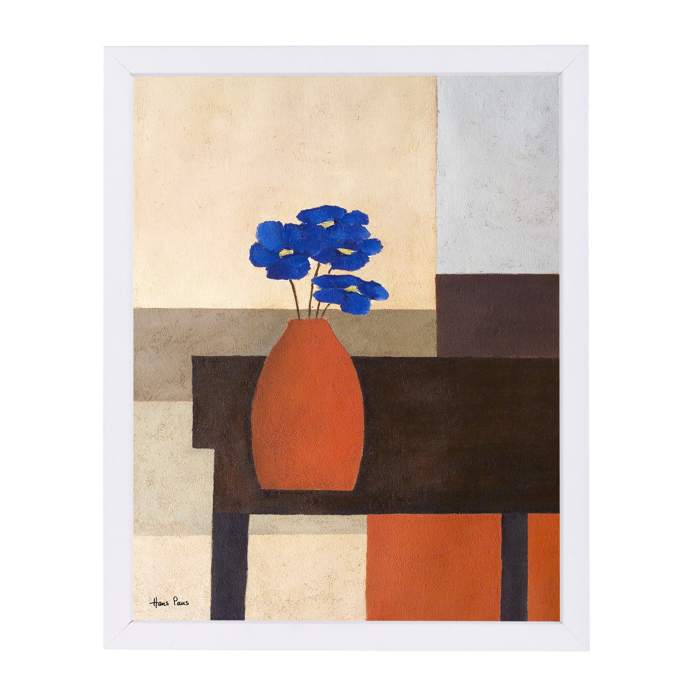 Still Life With Flowers 1 By Hans Paus - White Framed Print - Wall Art - Americanflat
