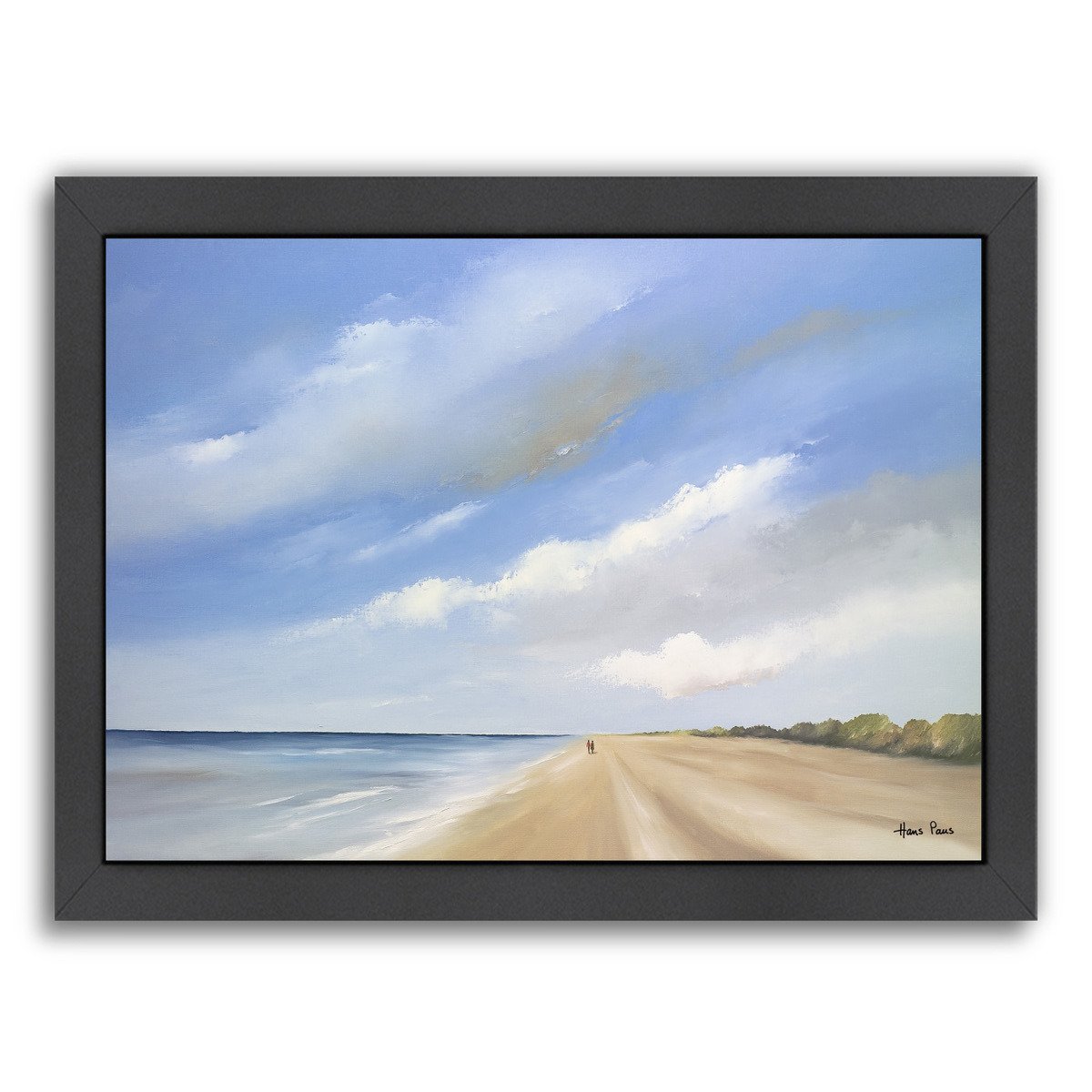 A Walk Along The Beach 7 By Hans Paus - Black Framed Print - Wall Art - Americanflat