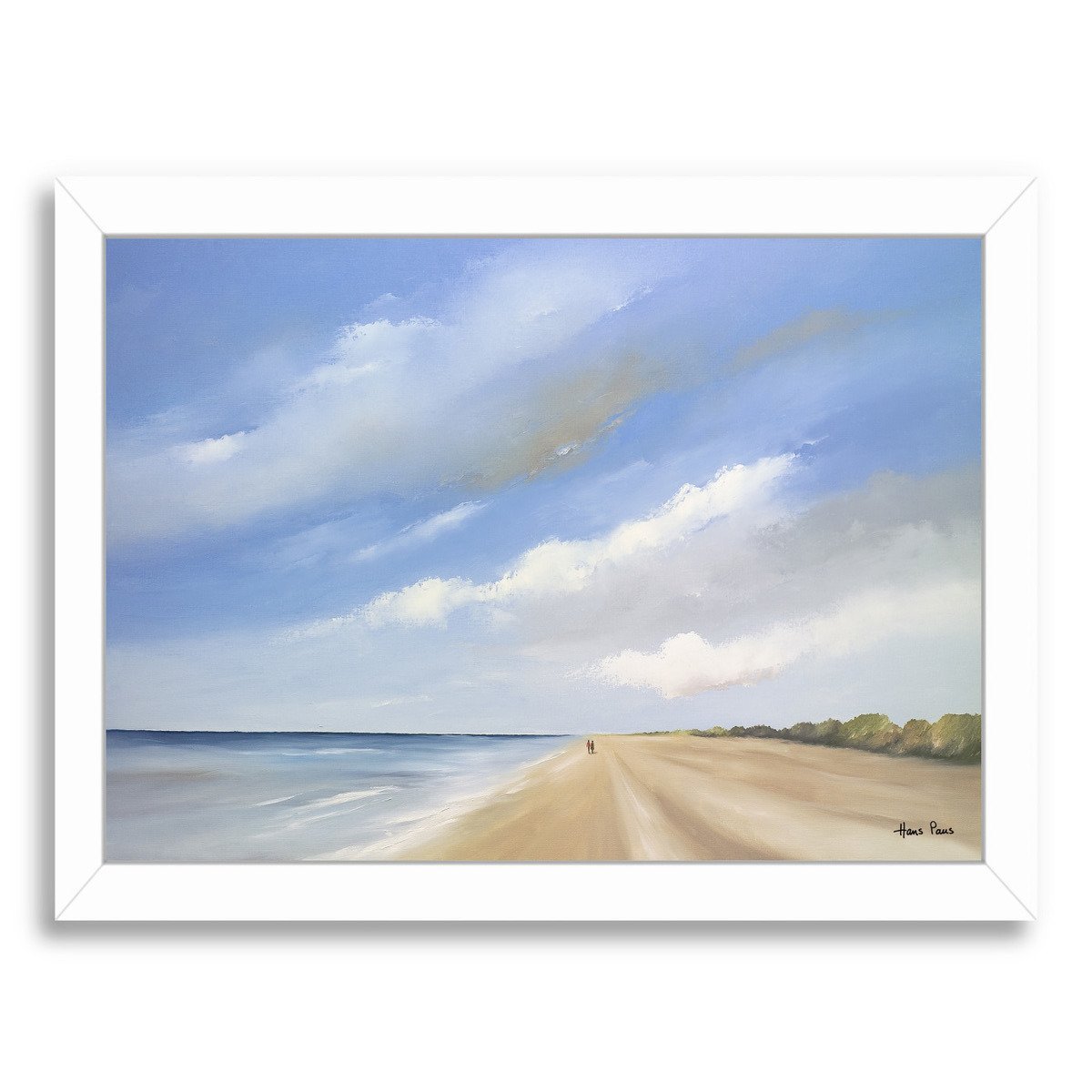 A Walk Along The Beach 7 By Hans Paus - White Framed Print - Wall Art - Americanflat