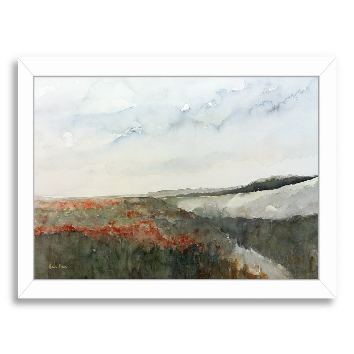 Red Flowers 2 By Hans Paus - White Framed Print - Wall Art - Americanflat