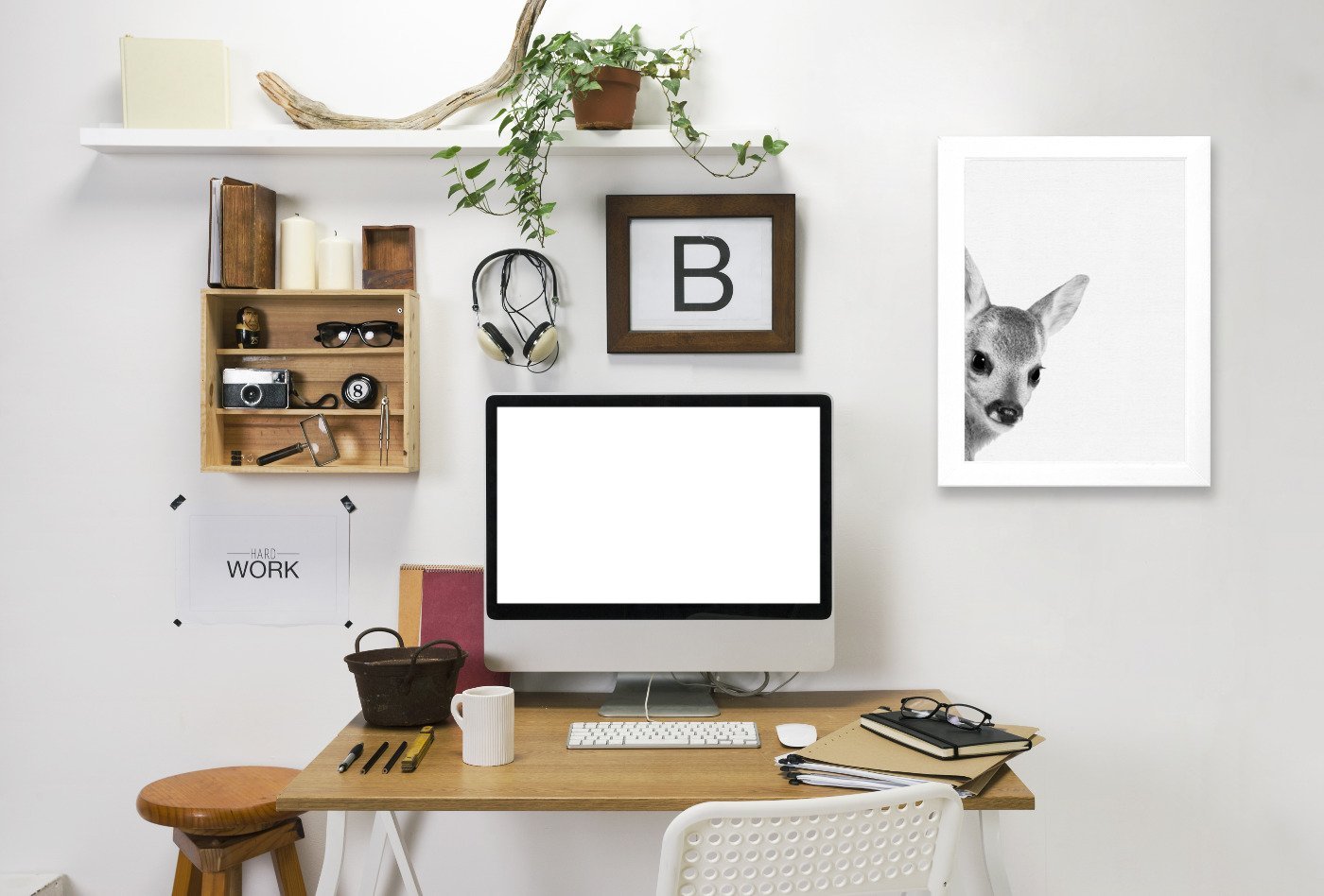 Baby Deer By Nuada - White Framed Print - Wall Art - Americanflat