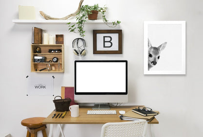 Baby Deer By Nuada - White Framed Print - Wall Art - Americanflat