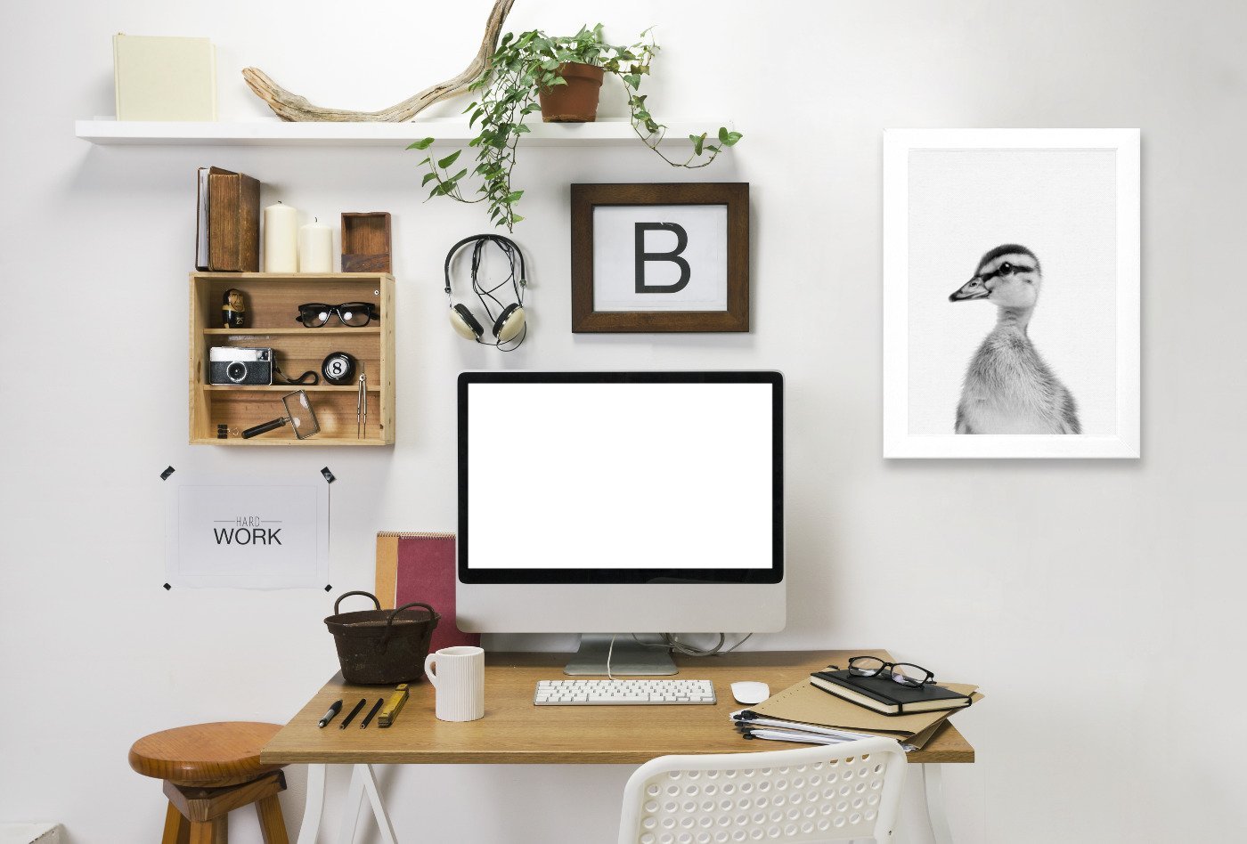Baby Duck By Nuada - White Framed Print - Wall Art - Americanflat