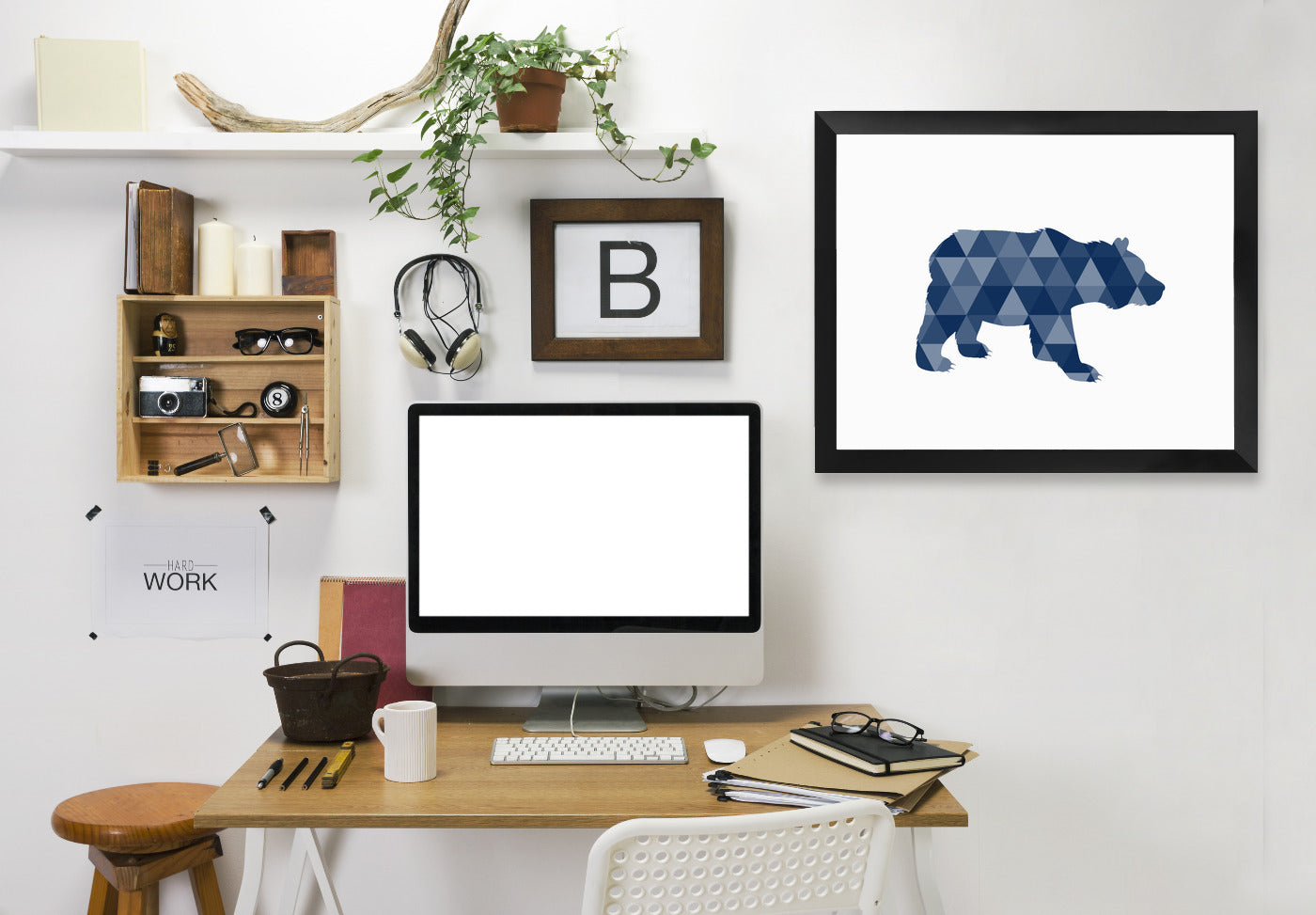 Geometric Bear By Nuada - Black Framed Print - Wall Art - Americanflat