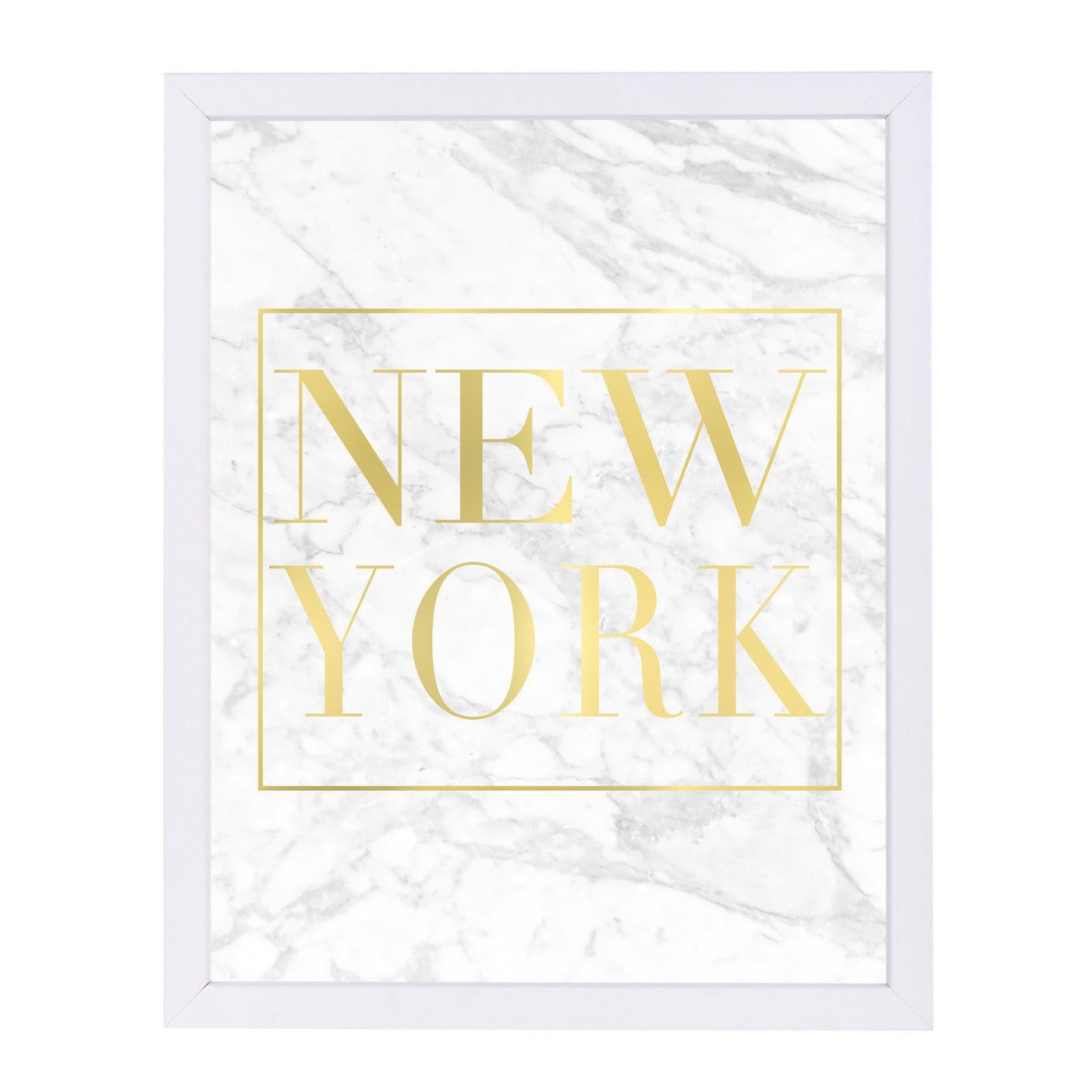 New York White Marble By Nuada - White Framed Print - Wall Art - Americanflat