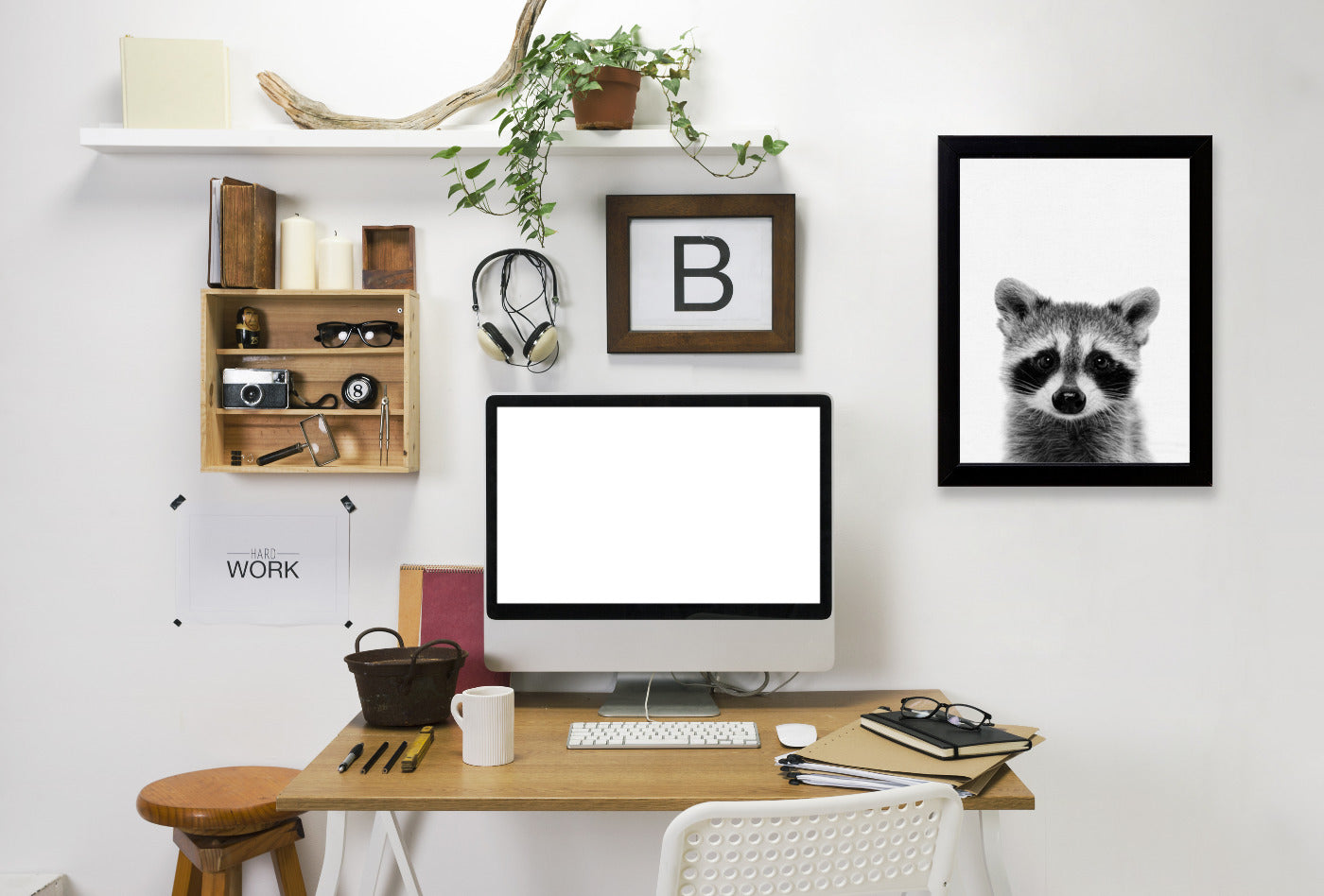 Raccoon By Nuada-Black Framed Print - Wall Art - Americanflat