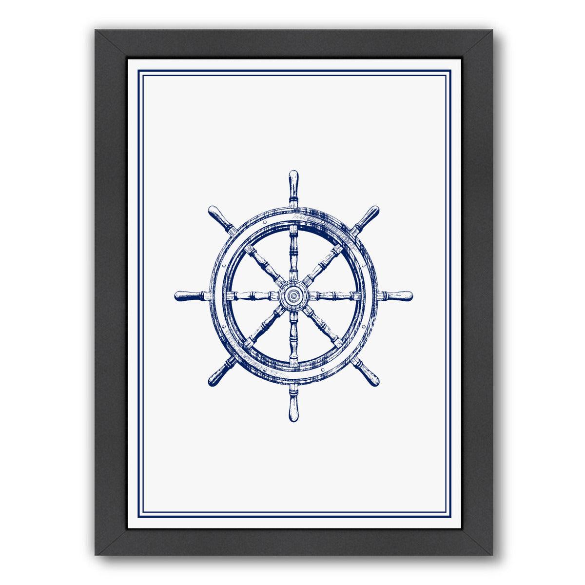 Ship Wheel By Nuada - Black Framed Print - Wall Art - Americanflat