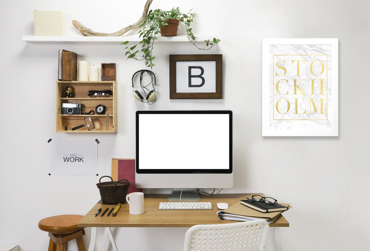Stockholm White Marble By Nuada - Framed Print - Americanflat