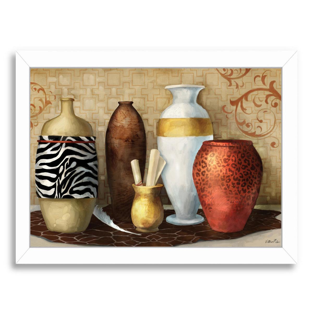 Safari Vase By Vittorio Milan - White Framed Print - Wall Art - Americanflat