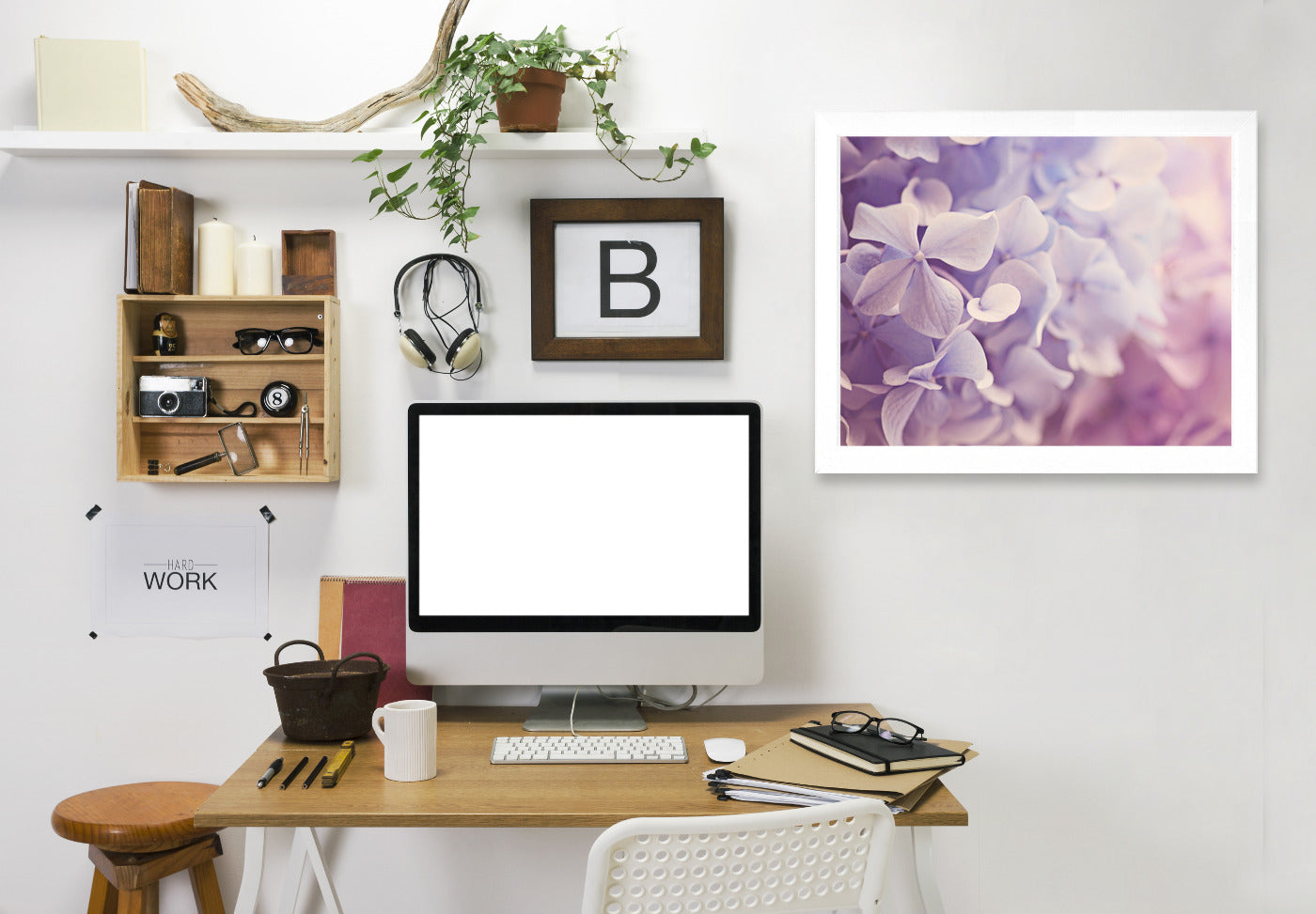 Dreamy Hydrangeas By The Gingham Owl - White Framed Print - Wall Art - Americanflat