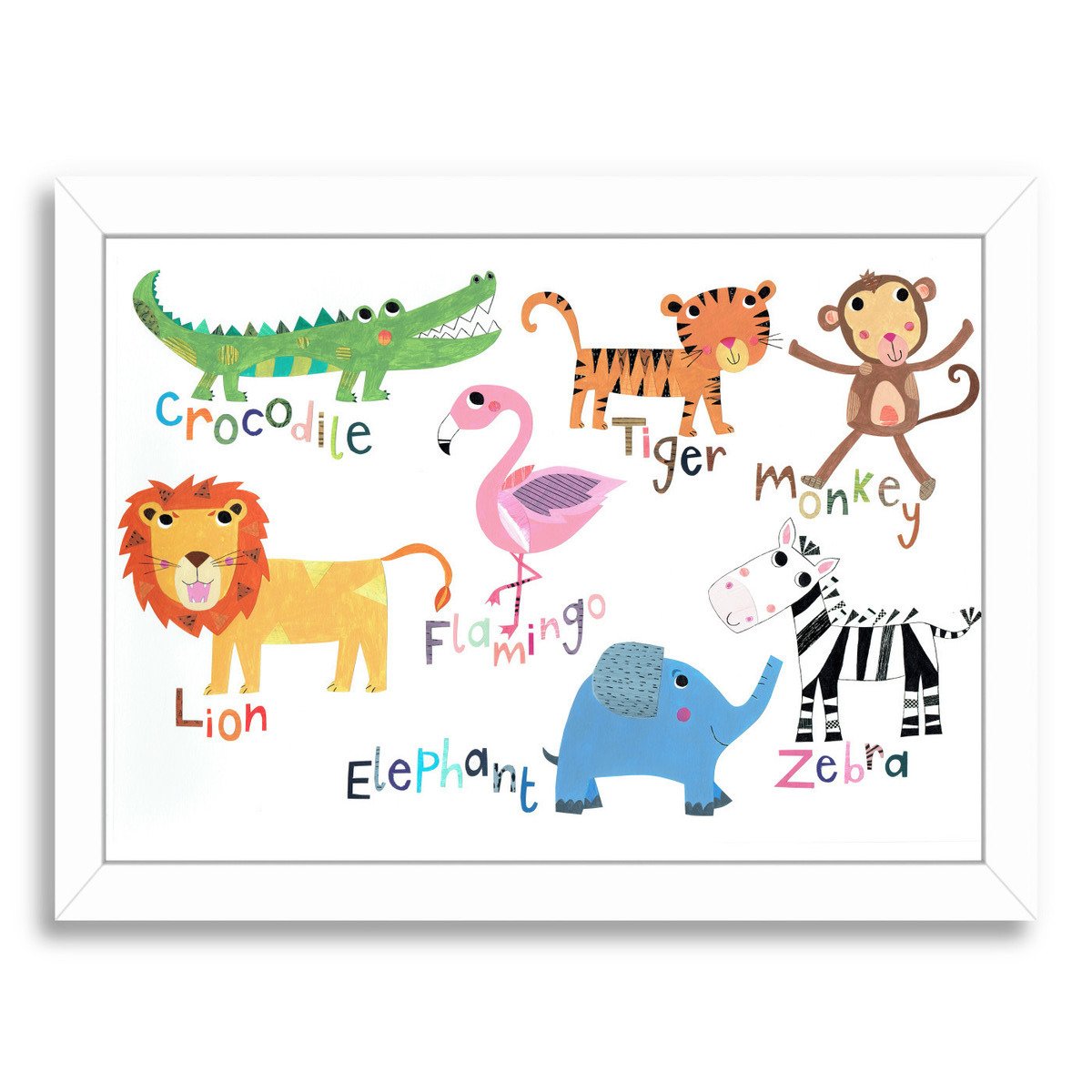 Jungle Animals With Names By Liz And Kate Pope - Framed Print - Americanflat