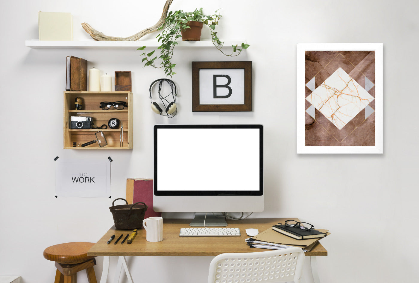 Stone & Marble II by Hope Bainbridge - White Framed Print - Wall Art - Americanflat