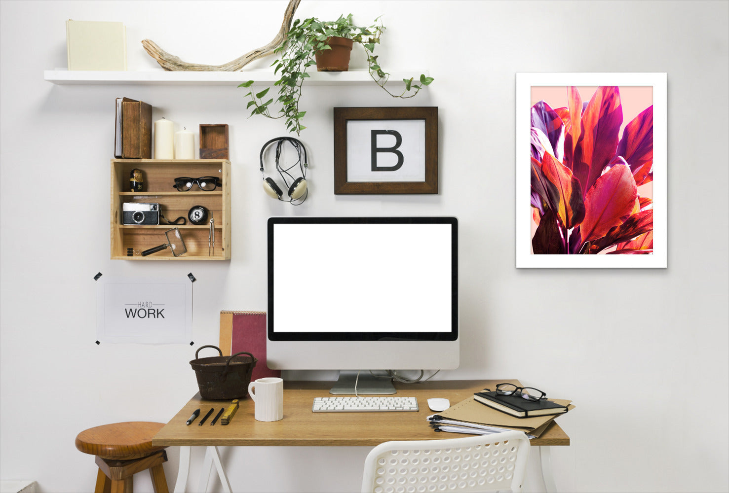 Leaves 1 by Hope Bainbridge - White Framed Print - Wall Art - Americanflat