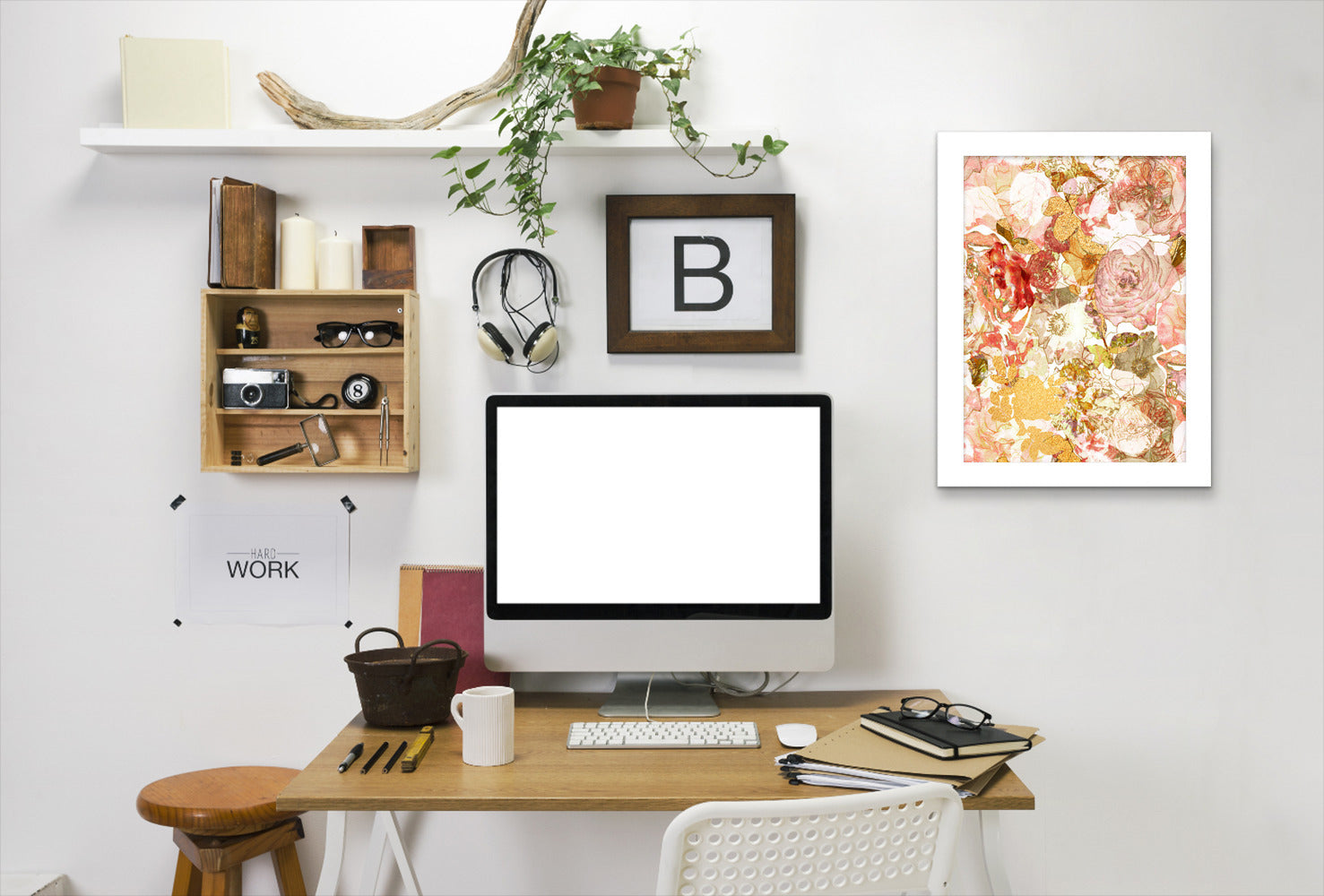 Vintage Floral by Hope Bainbridge - White Framed Print - Wall Art - Americanflat