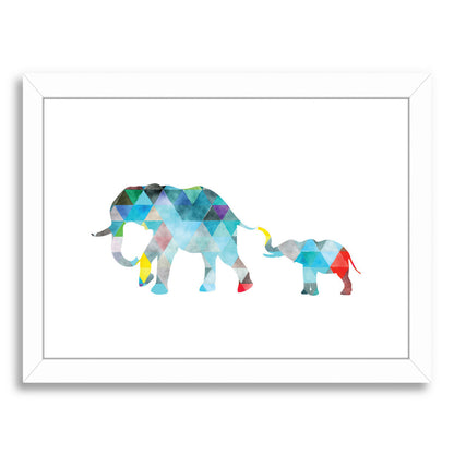 Geometric Elephants By Elena David - White Framed Print - Wall Art - Americanflat
