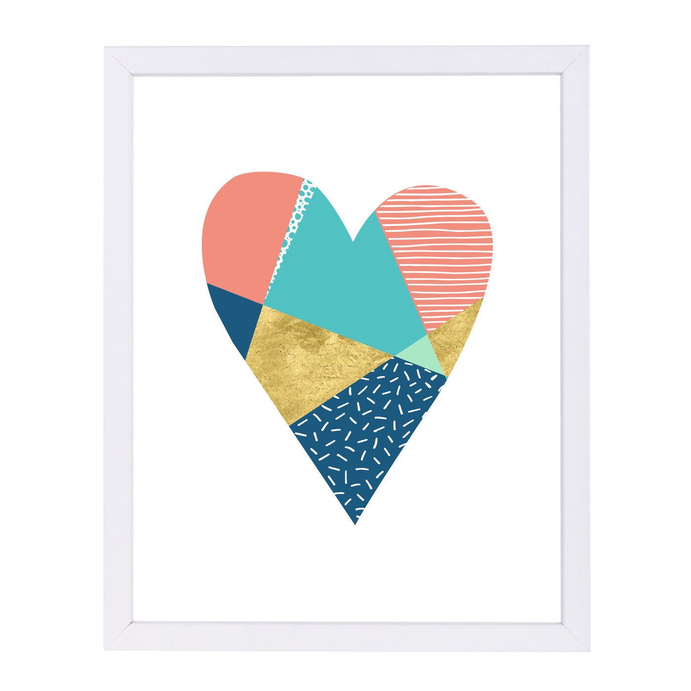 Geometric Heart By Elena David - White Framed Print - Wall Art - Americanflat