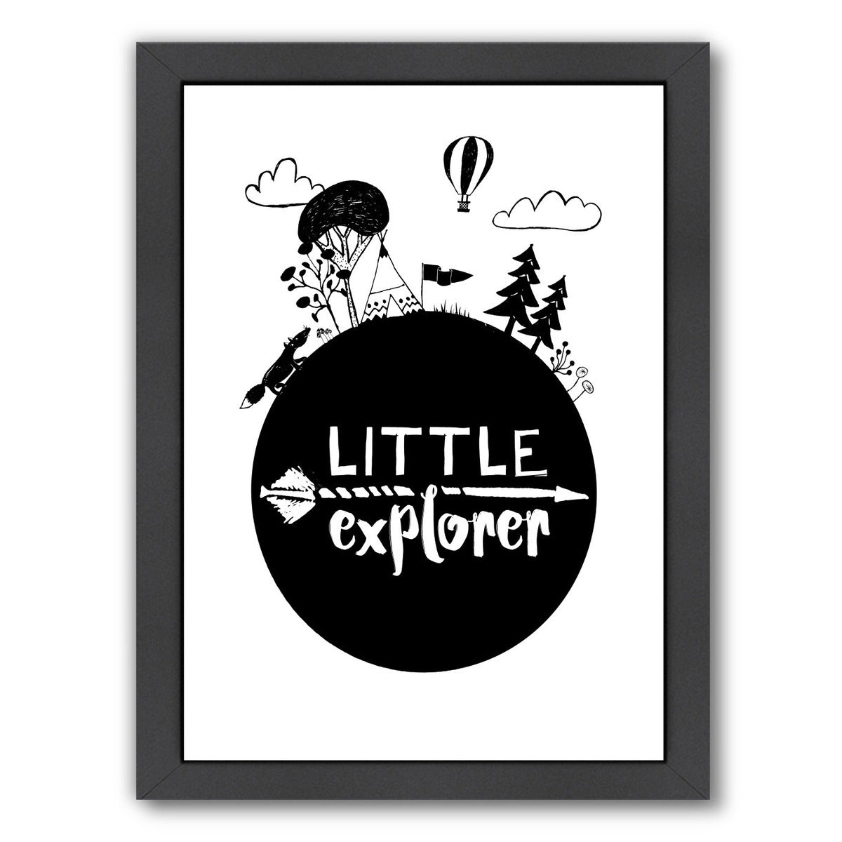 Monochrome Little Explorer By Elena David - Black Framed Print - Wall Art - Americanflat