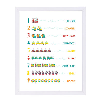 Numbers And Cars By Elena David - Framed Print - Americanflat