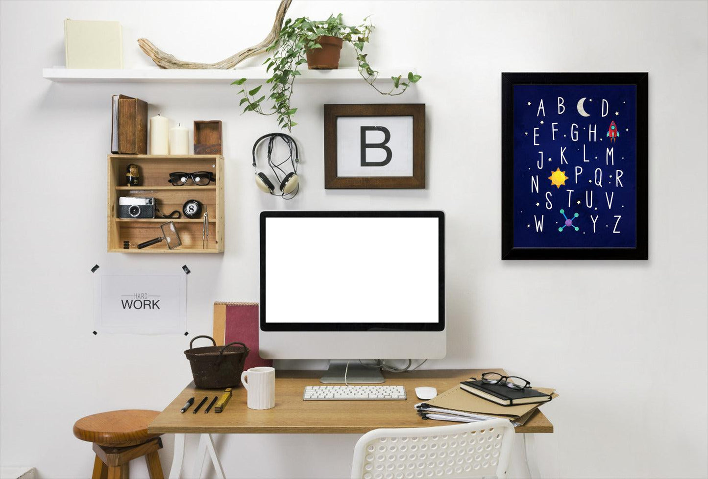 Space Alphabet By Elena David - Black Framed Print - Wall Art - Americanflat