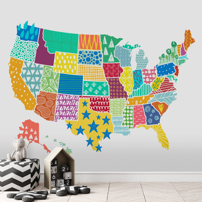 Peel & Stick Wall Mural - US Texture Map By Elena David