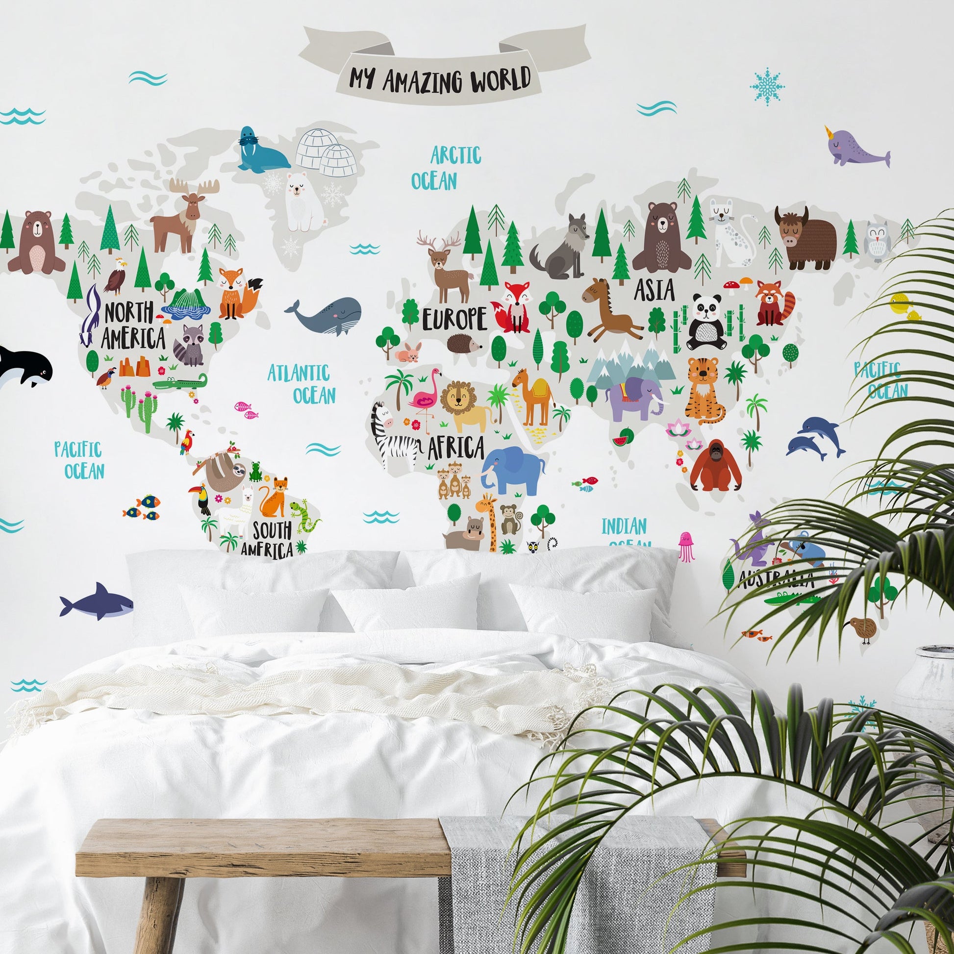 Peel & Stick Wall Mural - My Amazing World Map By Elena David