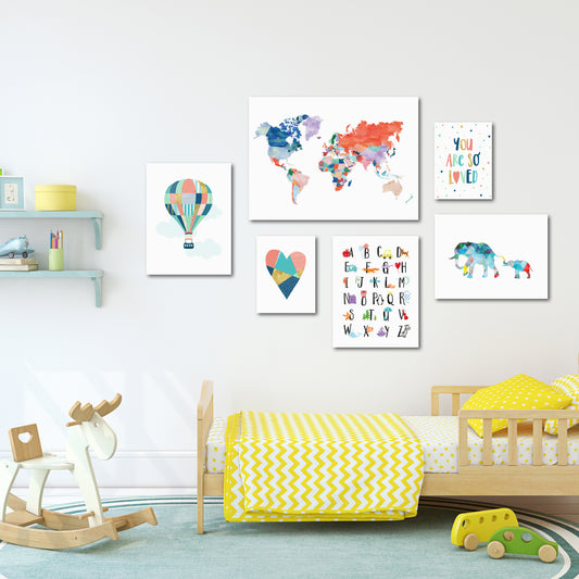 Colorful Children's Artwork Canvas Gallery Wall Set - Art Set - Americanflat