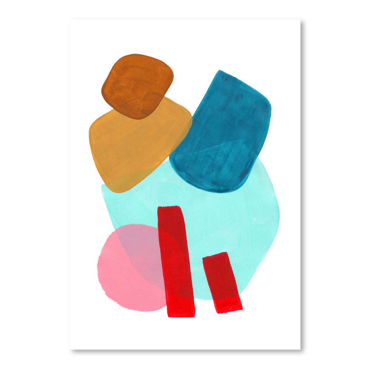 Playful Pastel Pink Yellow Teal Shapes by Ejaaz Haniff - Art Print - Americanflat