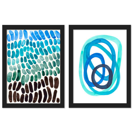 Aquamarine Blue Green Mermaid Scales by Ejaaz Haniff - 2 Piece Framed Print Set - Americanflat
