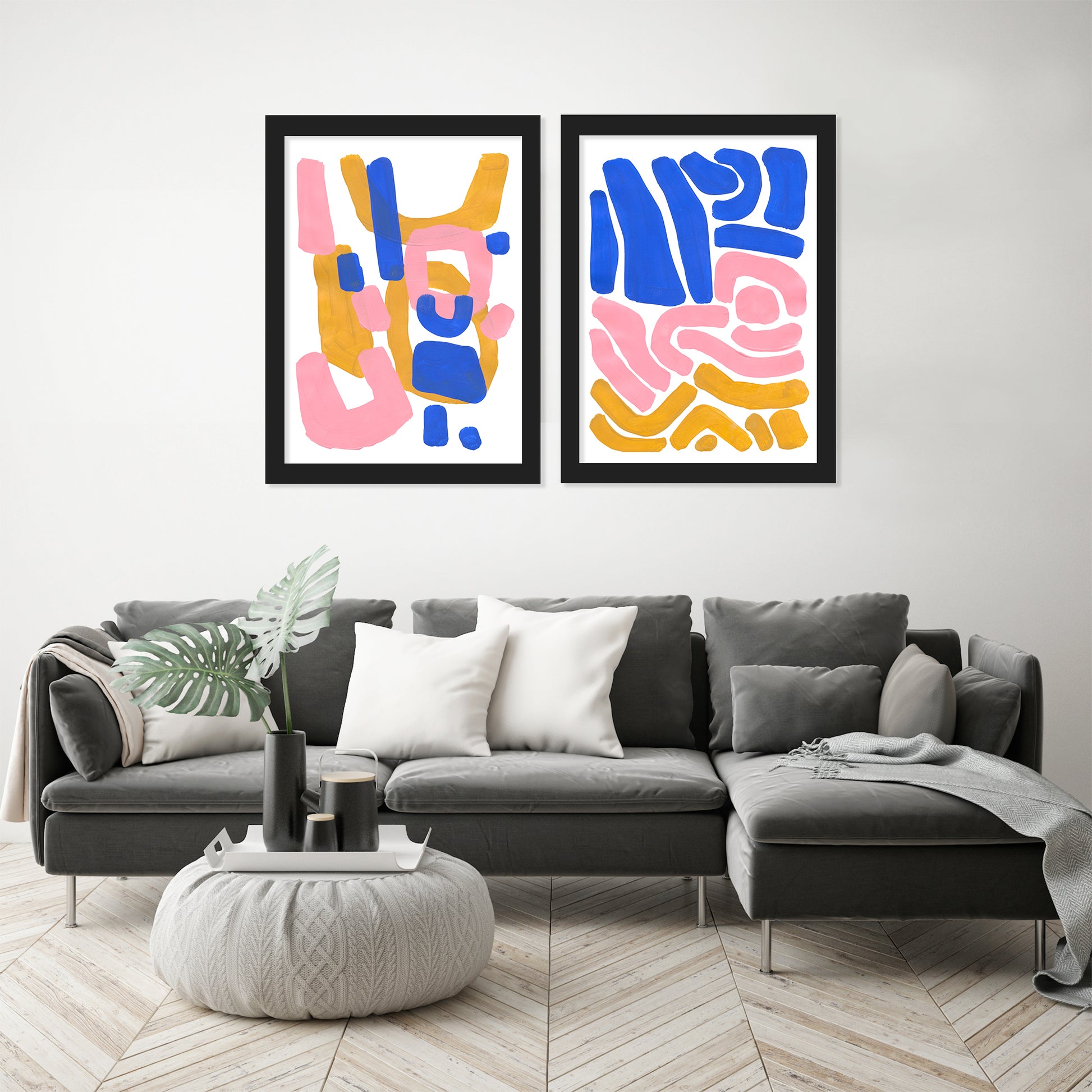 Pastel Maze by Ejaaz Haniff - 2 Piece Framed Print Set - Americanflat