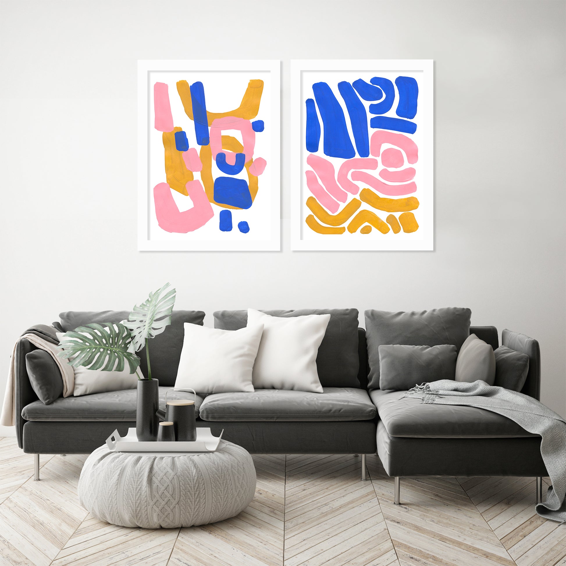 Pastel Maze by Ejaaz Haniff - 2 Piece Framed Print Set - Americanflat