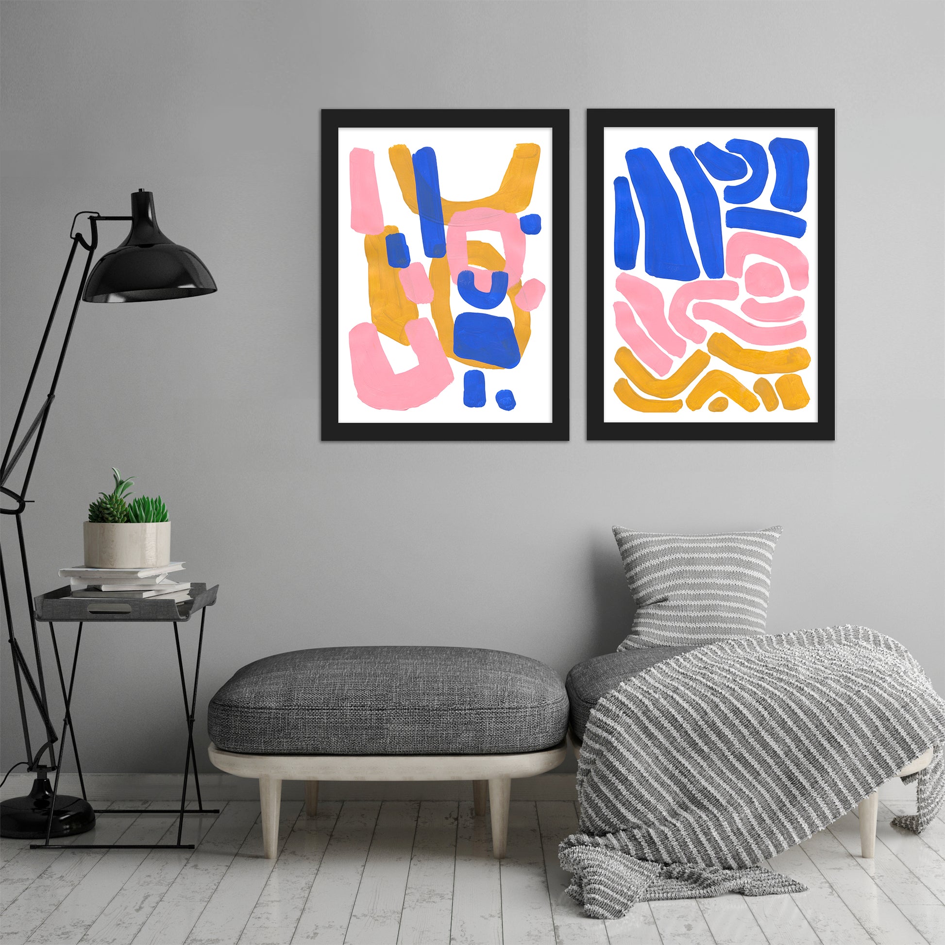 Pastel Maze by Ejaaz Haniff - 2 Piece Framed Print Set - Americanflat