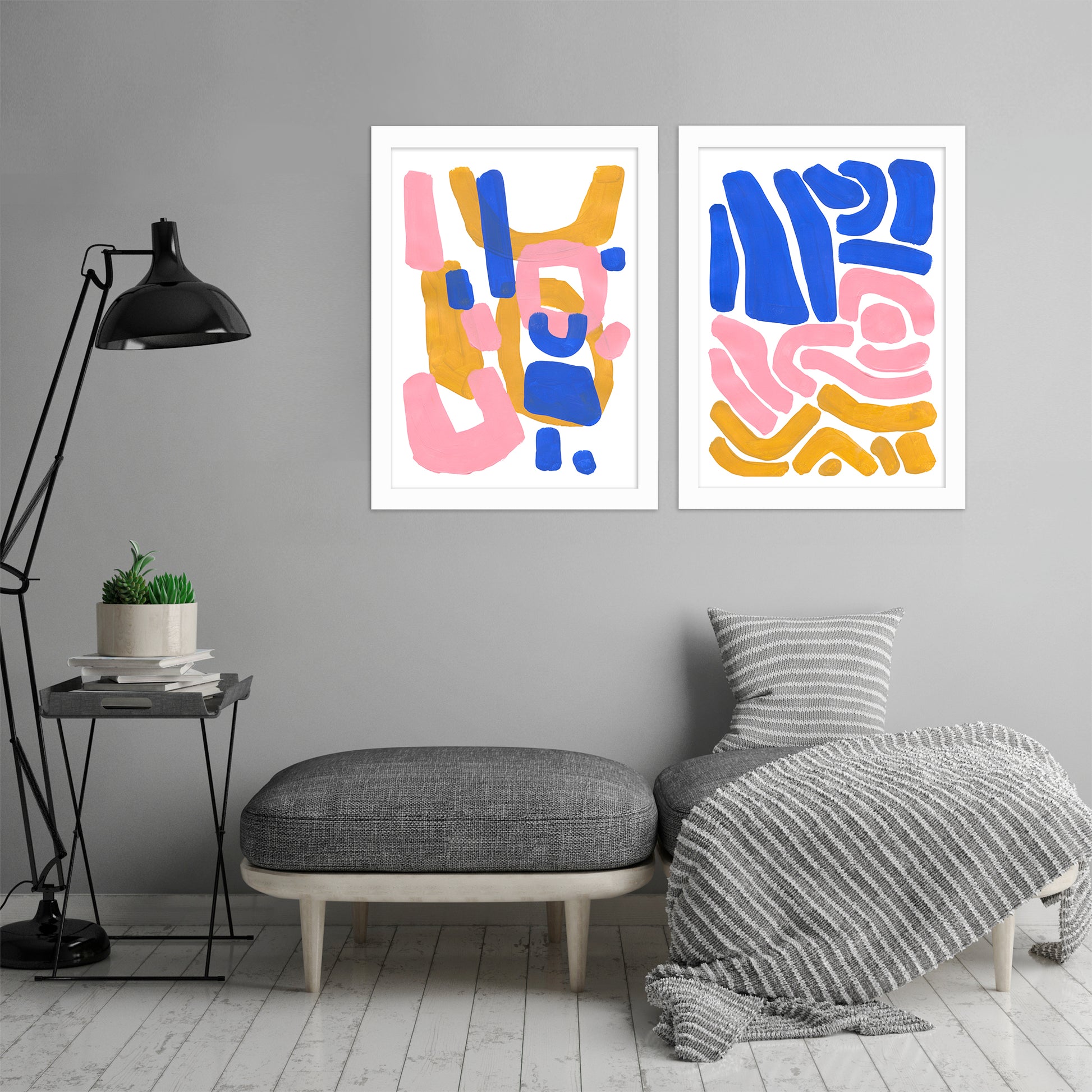 Pastel Maze by Ejaaz Haniff - 2 Piece Framed Print Set - Americanflat