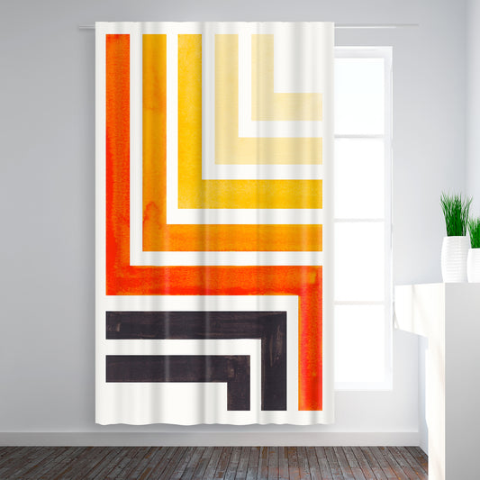 Blackout Curtain Single Panel - Orange Aztec Pattern by Ejaaz Haniff - Blackout Curtains - Americanflat