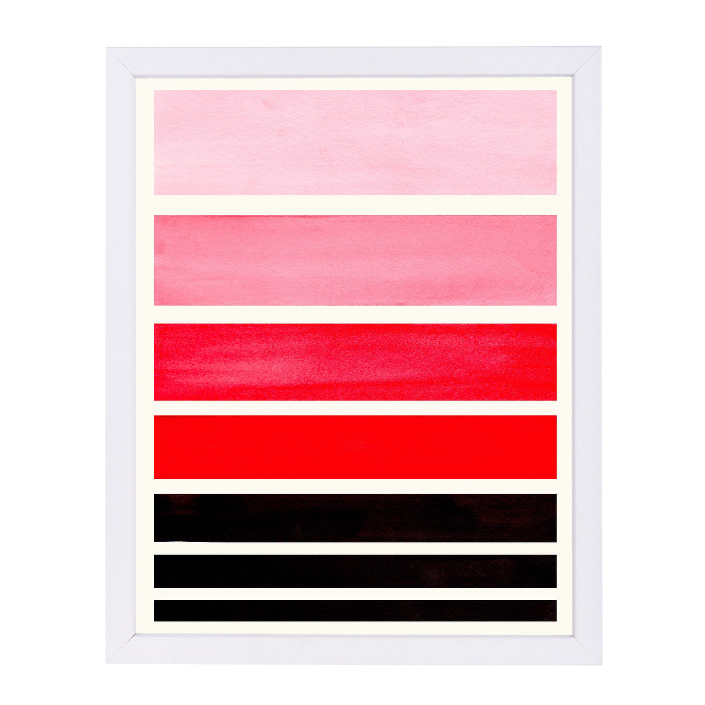 Red Staggered Stripes By Ejaaz Haniff - White Framed Print - Wall Art - Americanflat