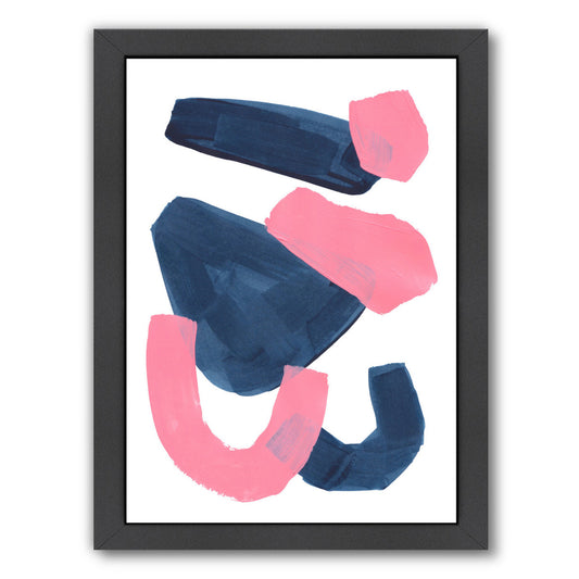 Navy Pink Abstract Shapes By Ejaaz Haniff - Black Framed Print - Wall Art - Americanflat