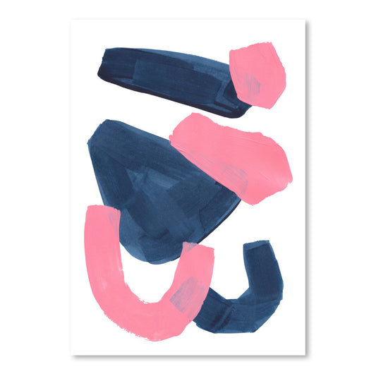 Navy Pink Abstract Shapes by Ejaaz Haniff - Art Print - Americanflat