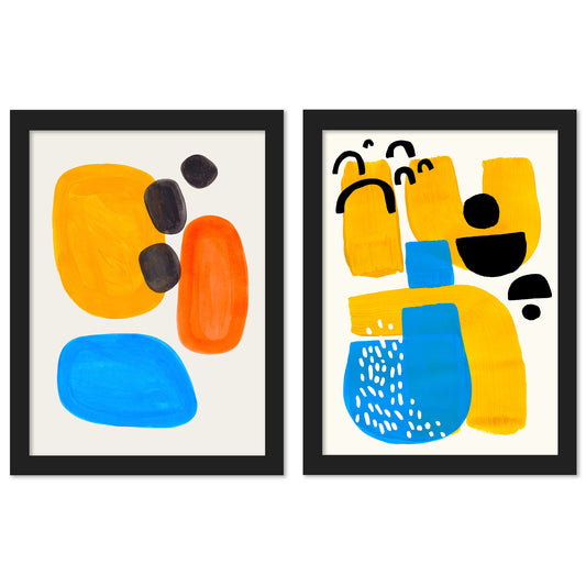 Primary Pebbles by Ejaaz Haniff - 2 Piece Framed Print Set - Americanflat