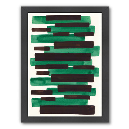 Deep Green Primitive Stripe By Ejaaz Haniff - Black Framed Print - Wall Art - Americanflat