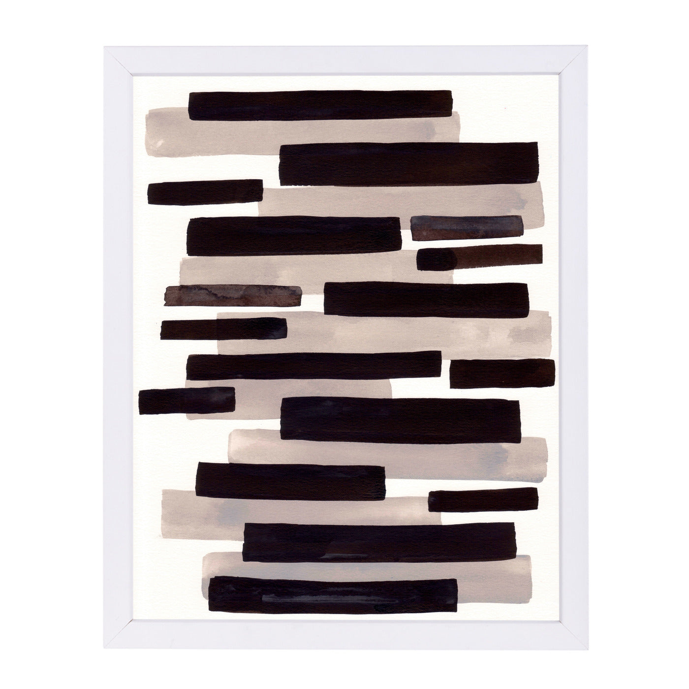 Grey Primitive Stripe By Ejaaz Haniff - White Framed Print - Wall Art - Americanflat