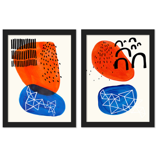 Orange Ocean Sunrise by Ejaaz Haniff - 2 Piece Framed Print Set - Americanflat