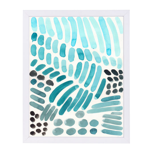Winter Blue Snow Watercolor Pattern By Ejaaz Haniff - White Framed Print - Wall Art - Americanflat