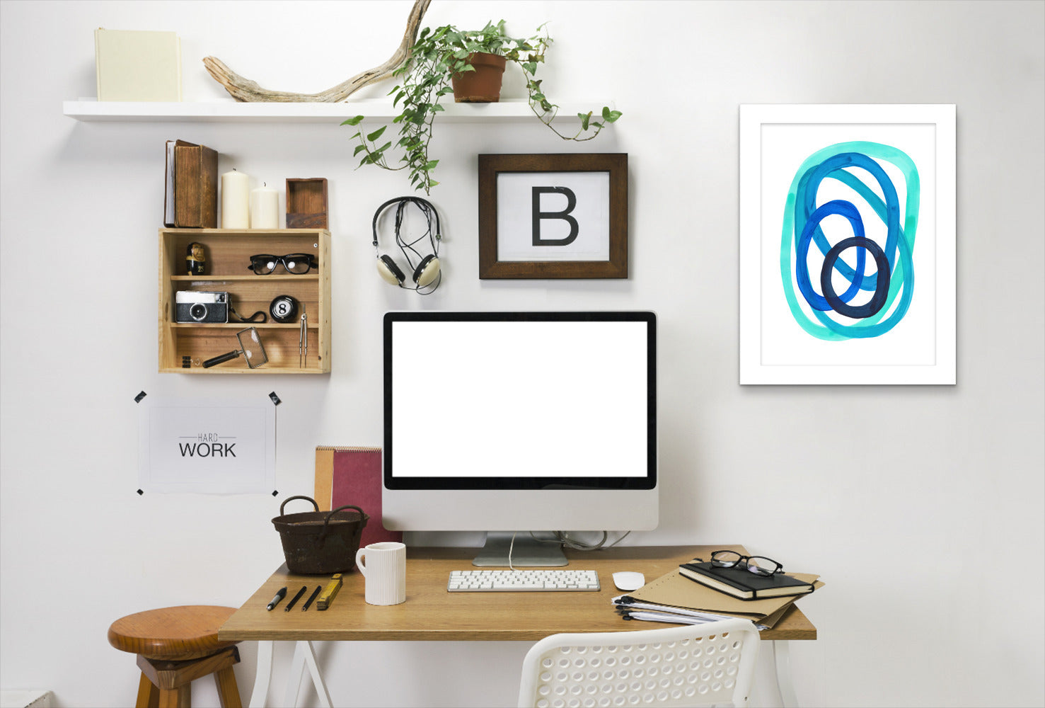 Ocean Spirals By Ejaaz Haniff - White Framed Print - Wall Art - Americanflat
