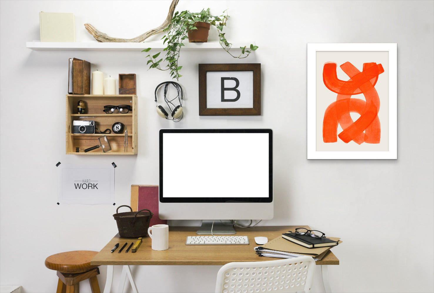 Orange Brush Strokes By Ejaaz Haniff - White Framed Print - Wall Art - Americanflat
