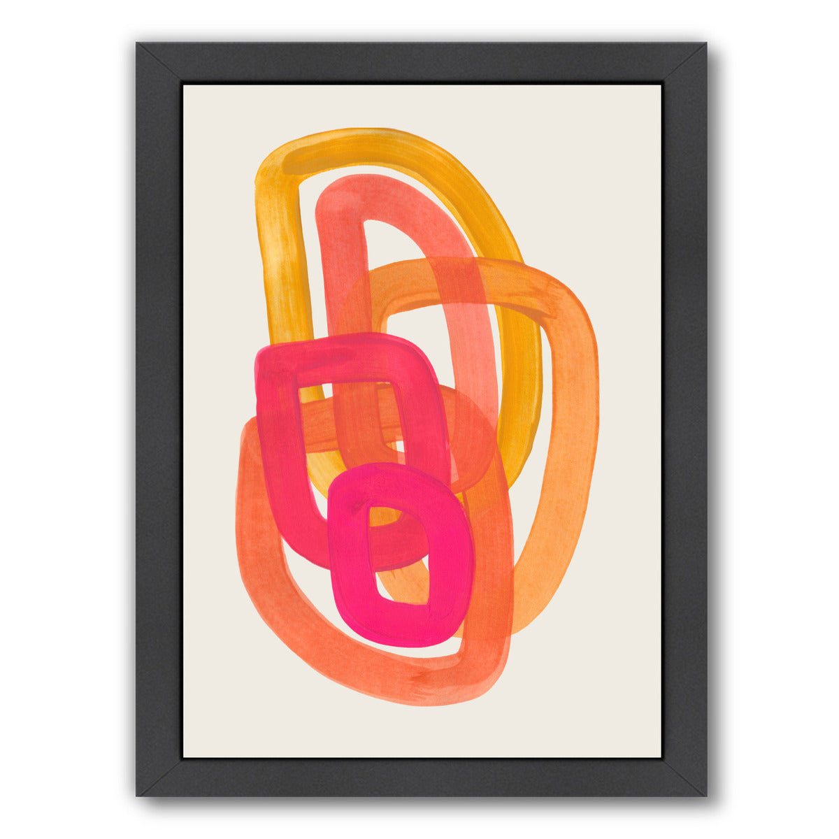 Funky Yellow Magenta Spiral By Ejaaz Haniff - Black Framed Print - Wall Art - Americanflat